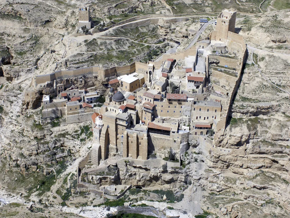 <p><strong>Mar Saba Monastery: Aerial Serenity</strong>.</p>